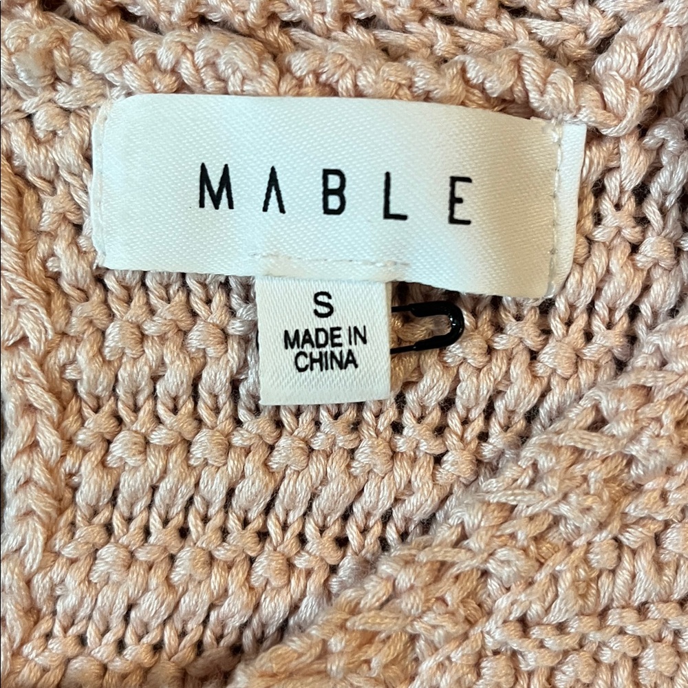 Mable - Crochet Knit Ruffle Sleeveless Tank Top in Pastel Pink - Size Small -EUC - Picture 2 of 9